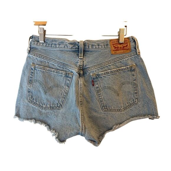 Levi's 501 Cut off denim shorts size 28 100% cotton high-waist minimalist capsul - Picture 2 of 9